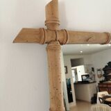 Set of vintage wood mirrors bamboo effect