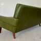 Vintage Danish mid-century Svend Skipper 3 person sofa in olive green leather 1965