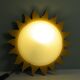 Vintage "sun" ceiling light Massive Belgium in opaline glass and lacquered wood.