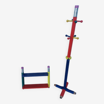 Coat rack and pencil shelf 80'S , Design Pierre Sala