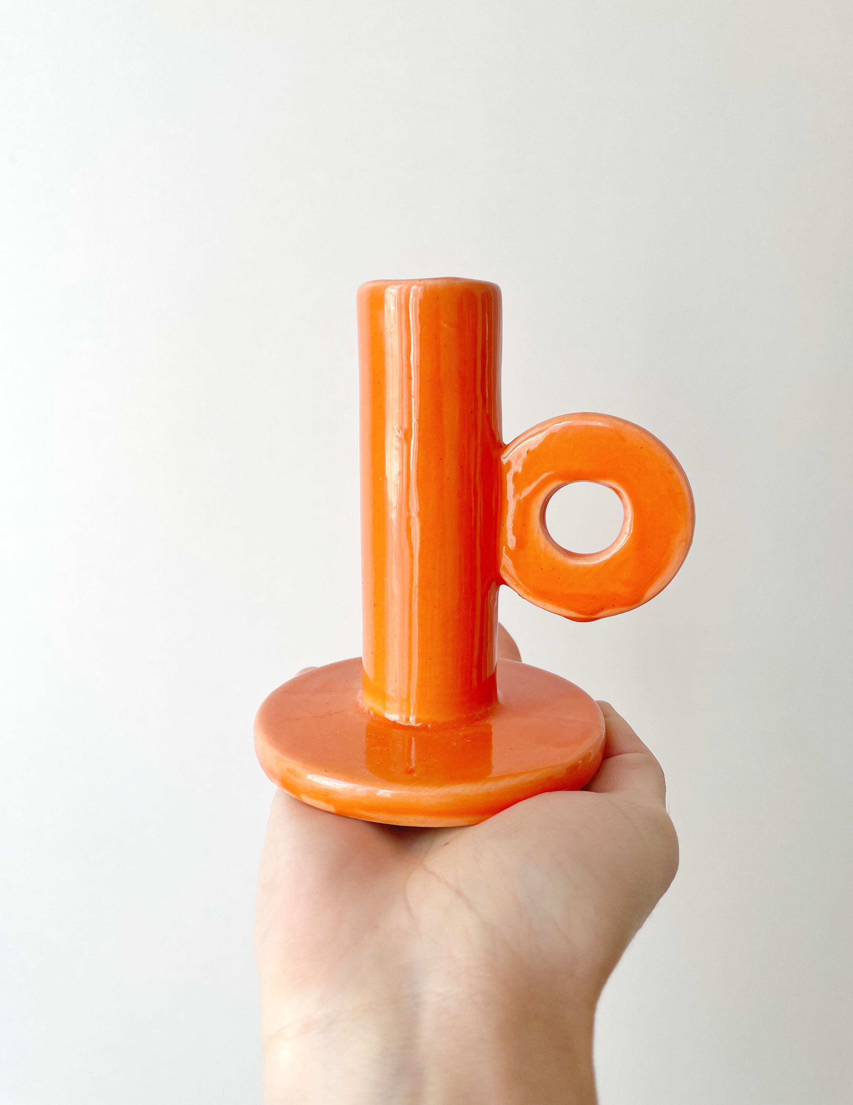 Varnished ceramic candle holder