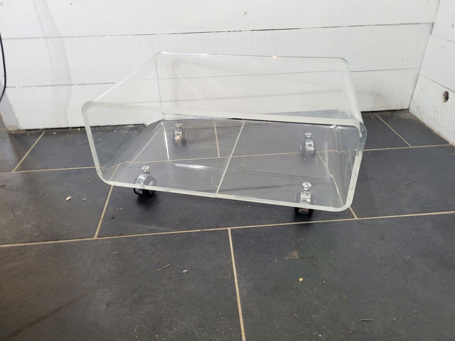 70s transparent plexiglass coffee table