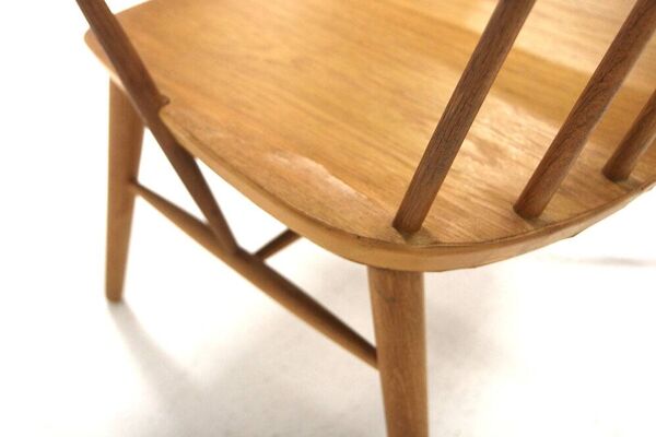 Fauteuil scandinave ''Pinnstol'' en chêne, Suède, 1960