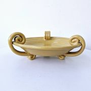 Vintage fruit bowl basket ocher ceramic art deco style