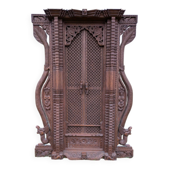Vintage Wooden Newari Window From Nepal