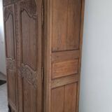 Antique Norman wardrobe with 2 doors, solid oak, raw wood