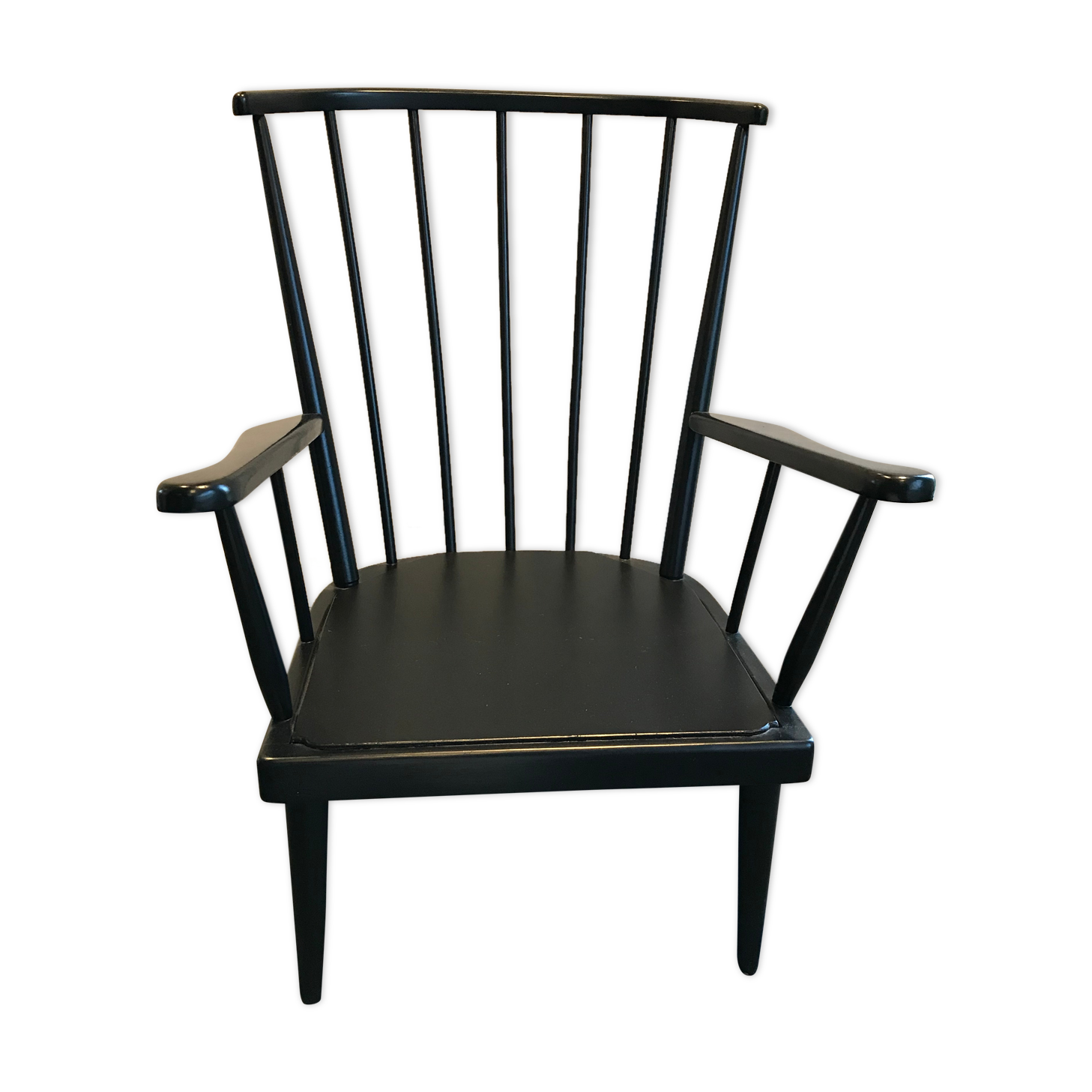 Fauteuil éventail vintage noir