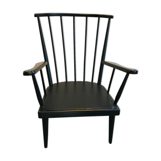 Black vintage fan armchair