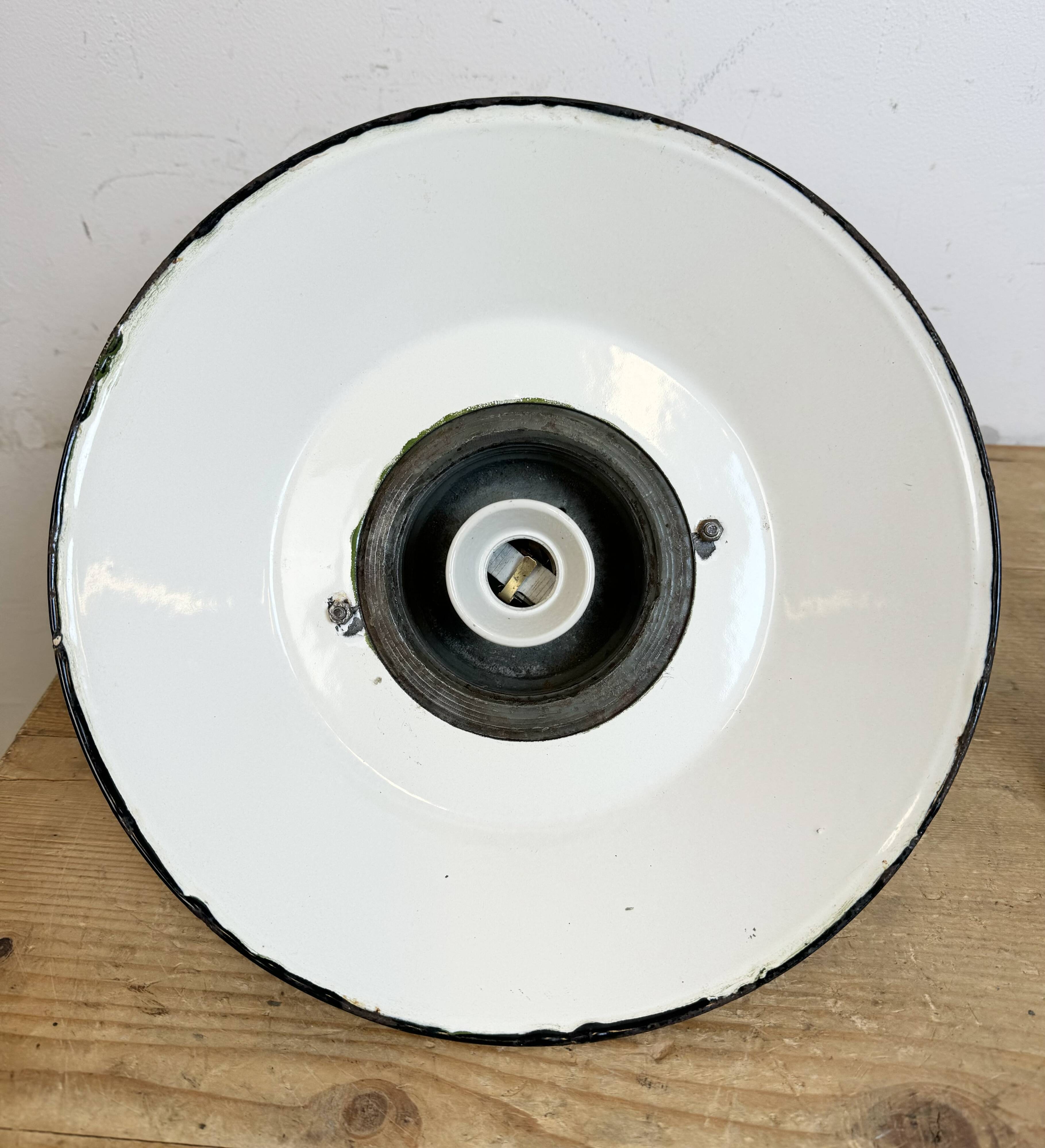 Green Enamel and Cast Iron Industrial Pendant Light, 1960s