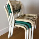 Set of 4 vintage 1960s Scoubidou children's chairs