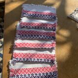 6 towels in Basque cotton patterns pink and indigo blue vintage