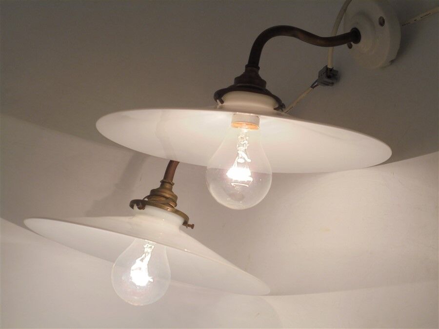 Pair of opaline wall lamps