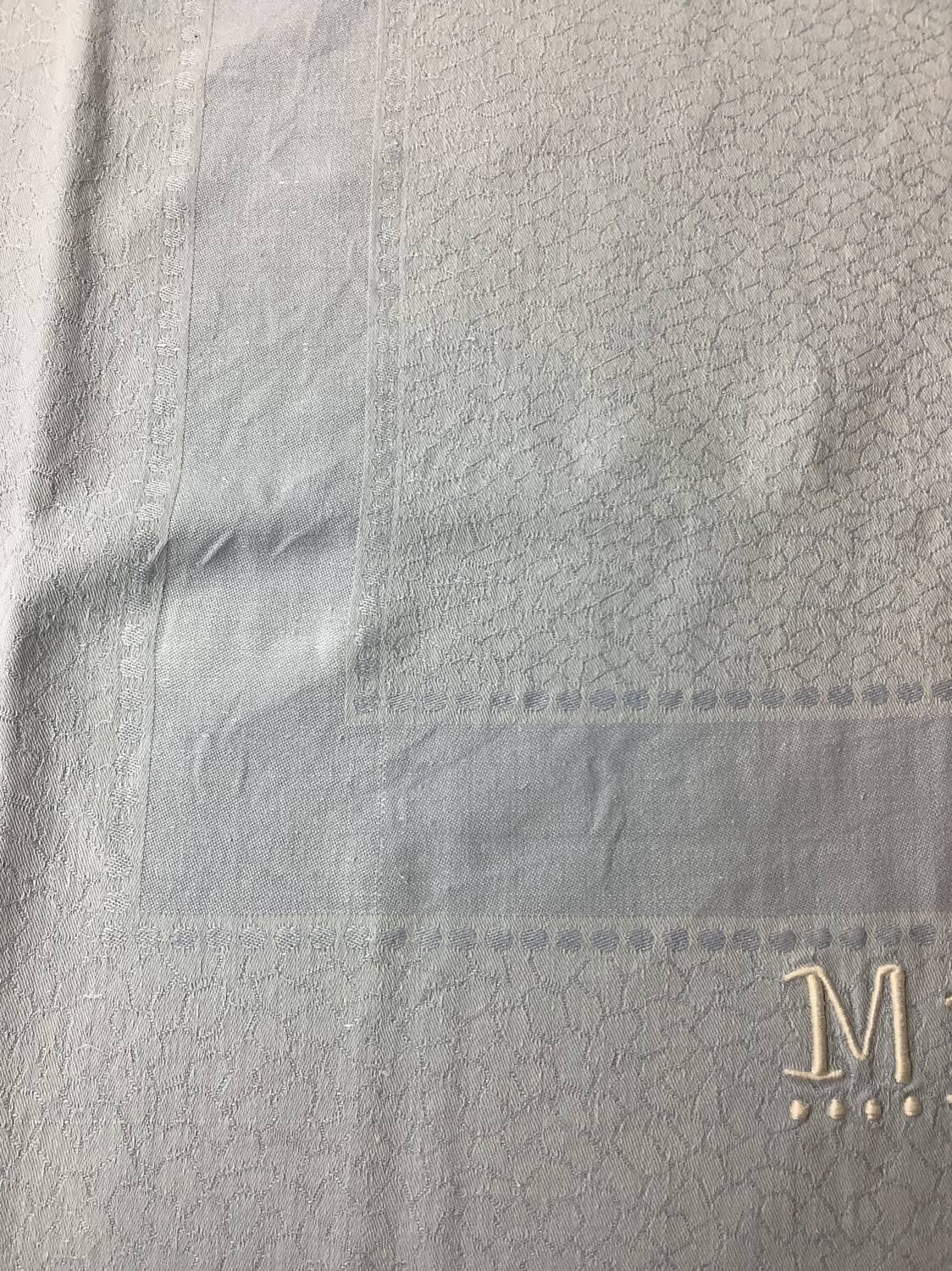 Vintage nappe & serviettes damassés monogramme
