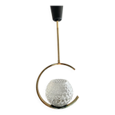 60s Arlus style pendant light, brass and glass