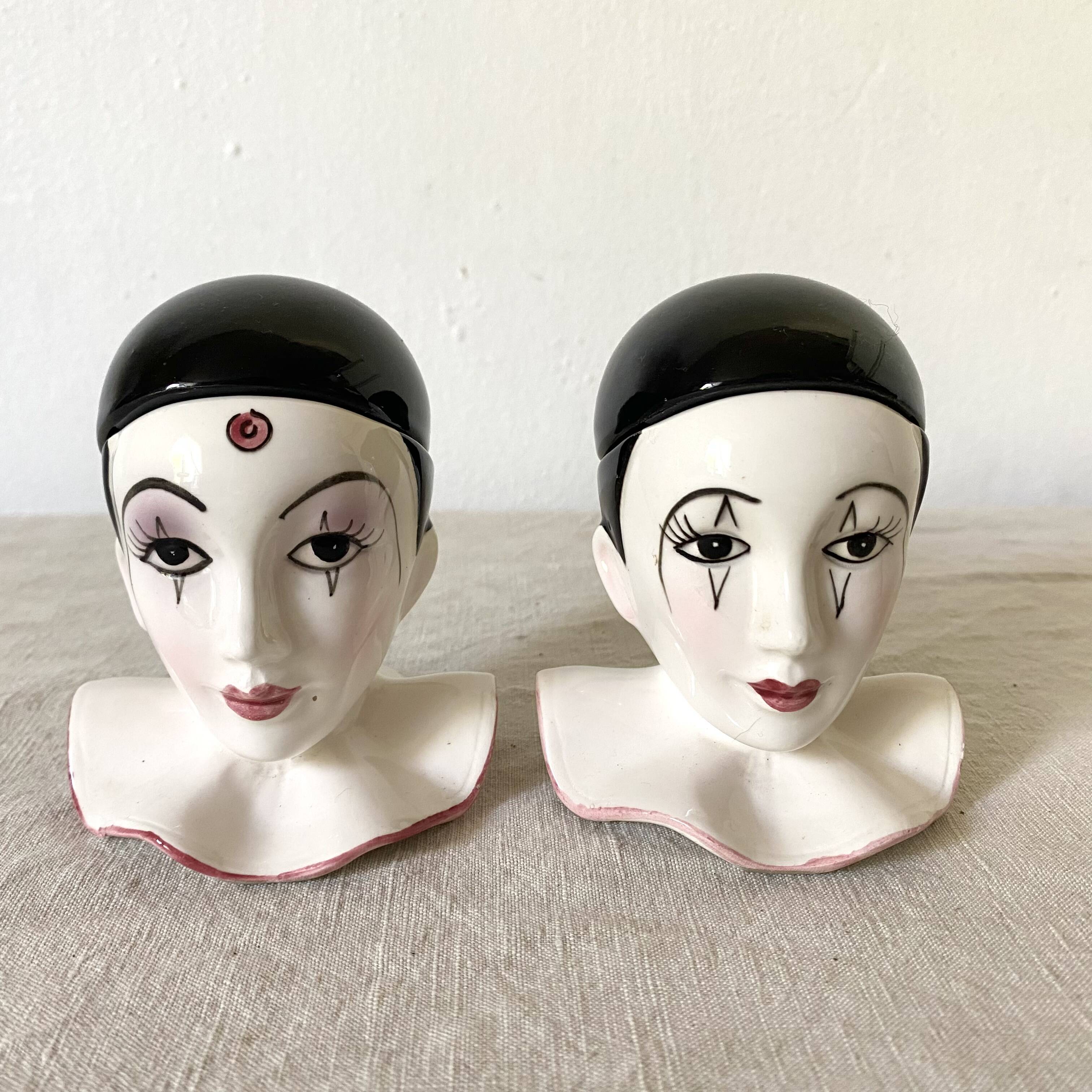 Pierrot salt and pepper egg cups