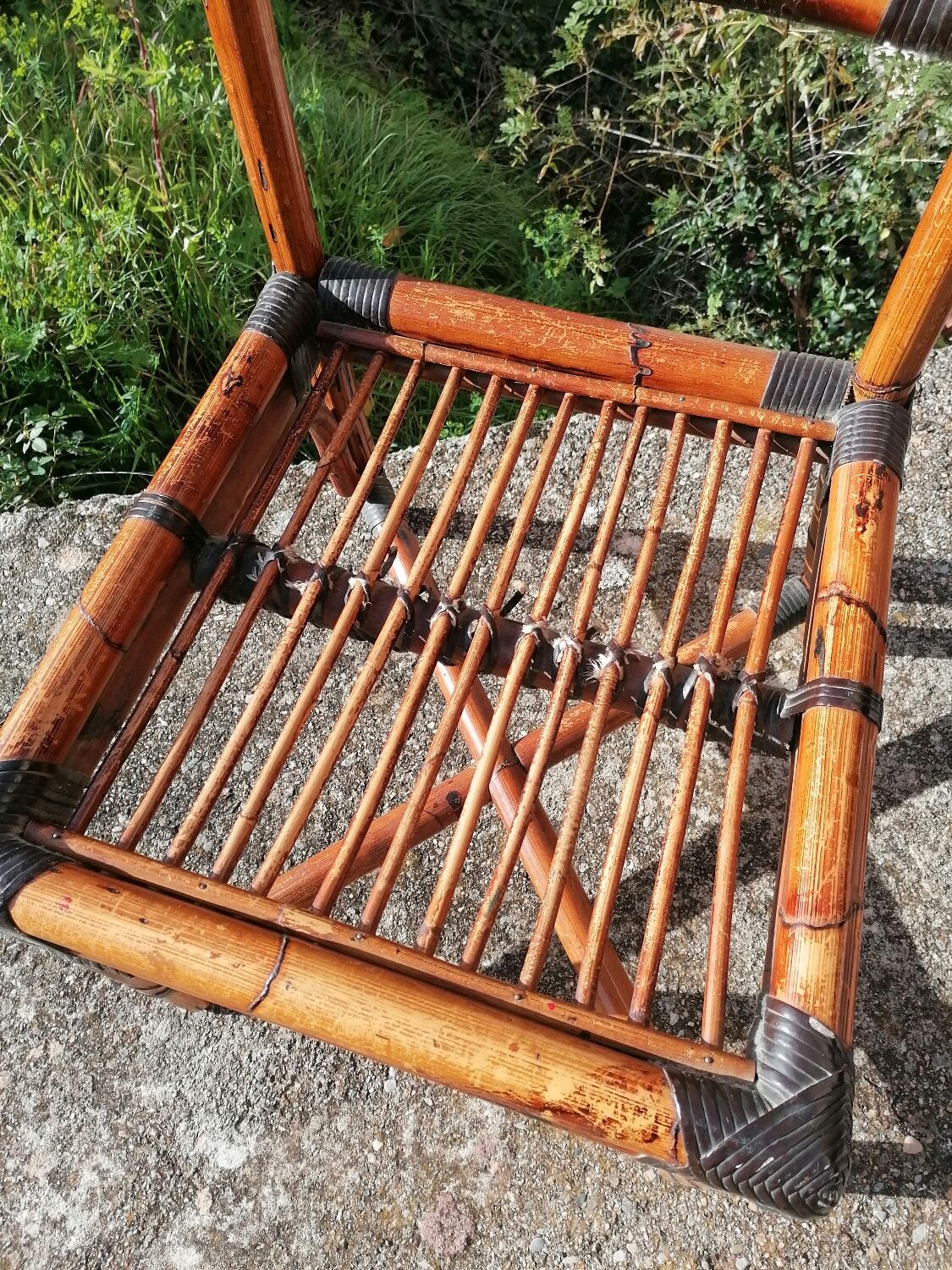 Vintage MacGuire chair in bamboo and canning