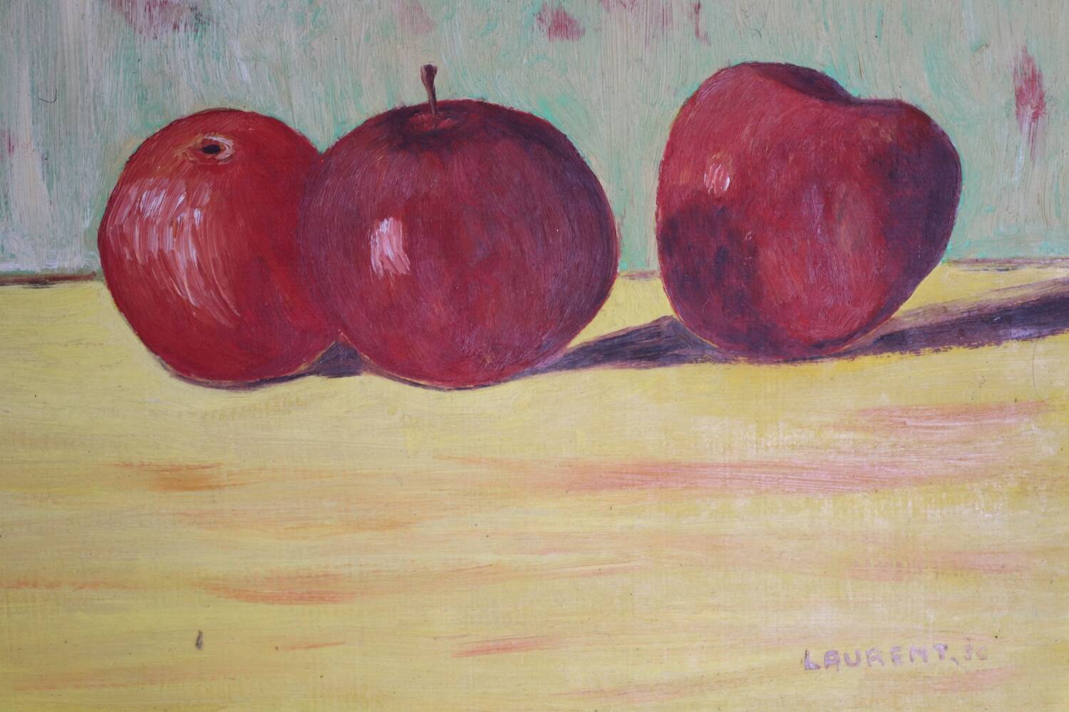 Huile sur panneau pommes vintage