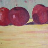 Huile sur panneau pommes vintage