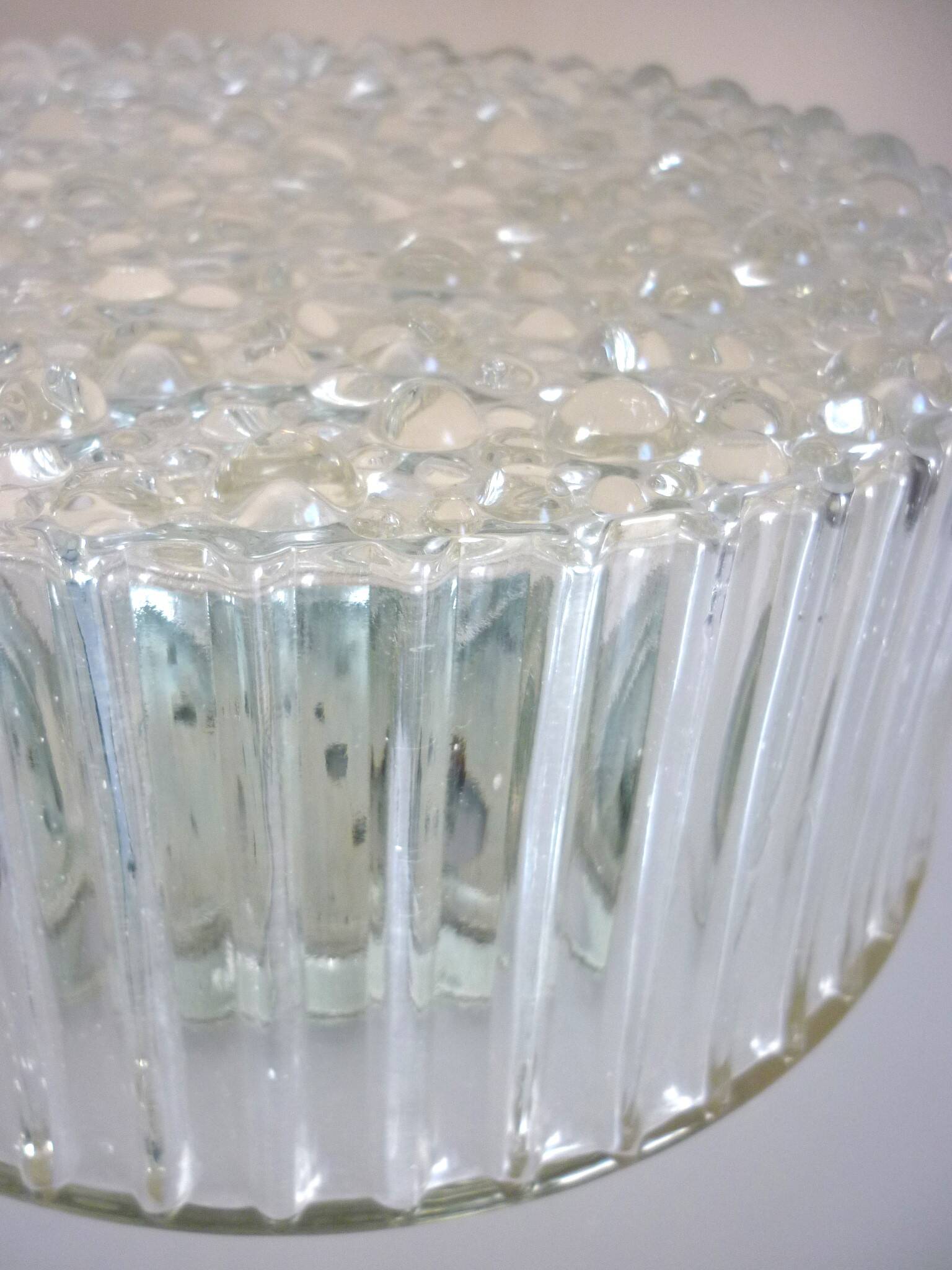 Large round ceiling light, molded glass wall light, thick, Helena Tynell, 1960s