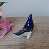Vintage Soviet salt and pepper shaker in the shape of a cobalt blue bird.