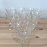 Set of 10 Chiseled Glass Wine Glasses from the 60s