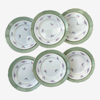 6 Porcelain plates and 6 vintage mismatched plates