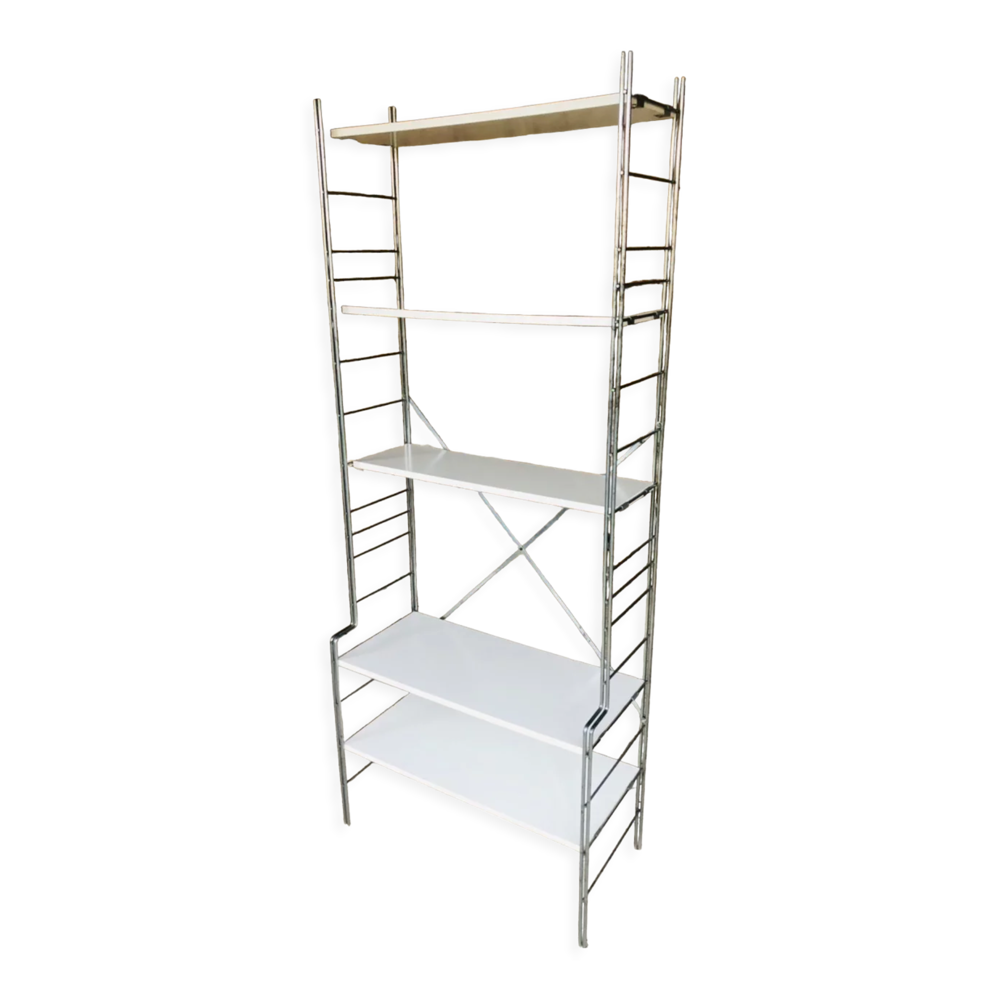 Vintage wall system with 5 modular shelves for BHV