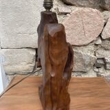 Brutalist sculptural lamp base in olive wood