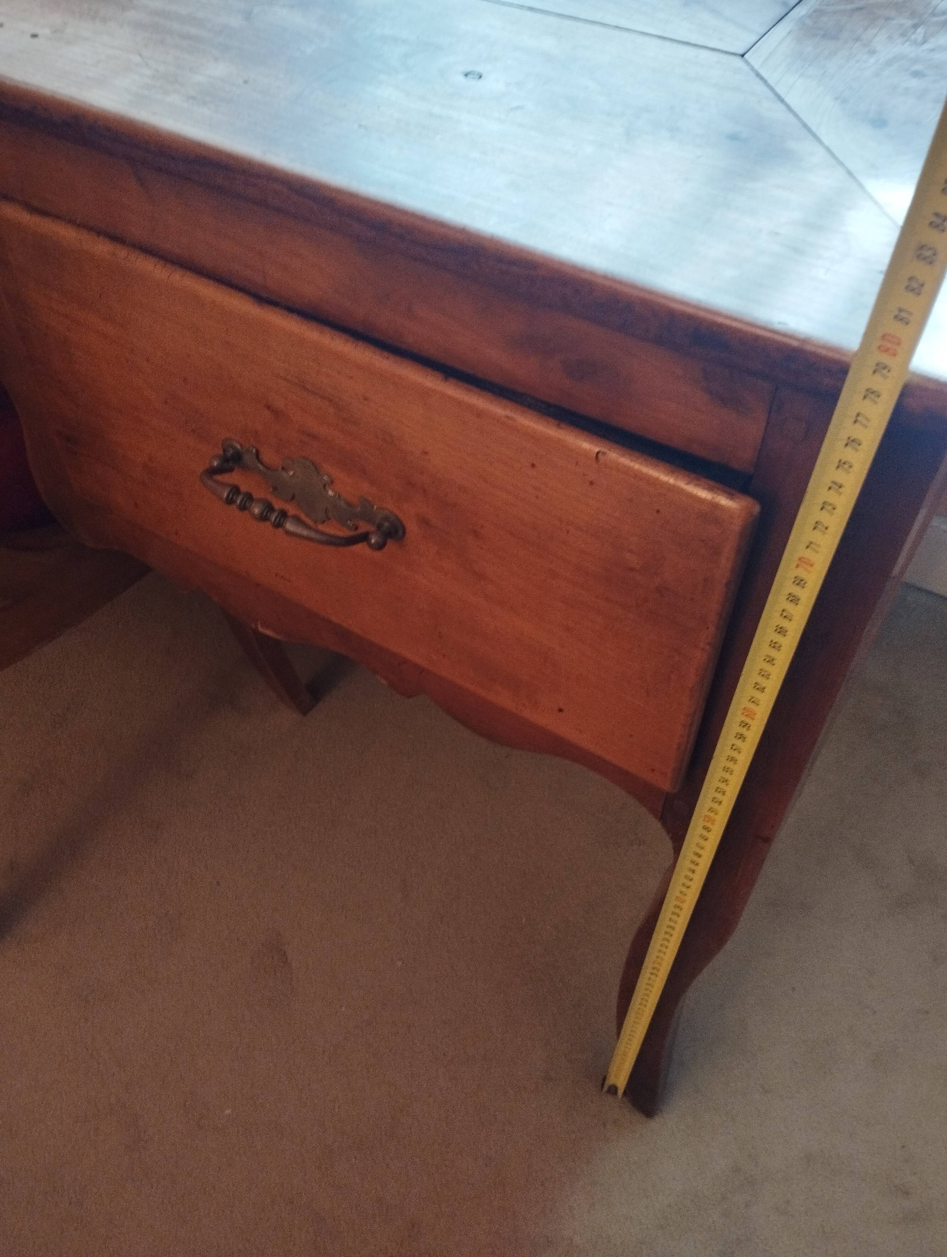 Large Louis XV mid-century desk in solid walnut.