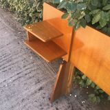 Vintage headboard with hanging bedside tables