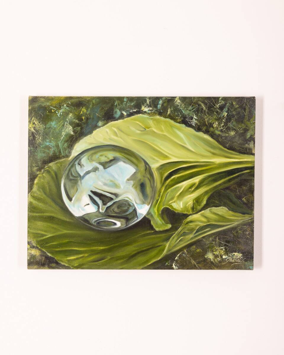 Oil painting on canvas title “palla di vetro” marble series year 2017