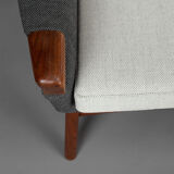 Danish Reupholstered Stylish Grey  3-seater by Johannes Andersen, 1960s