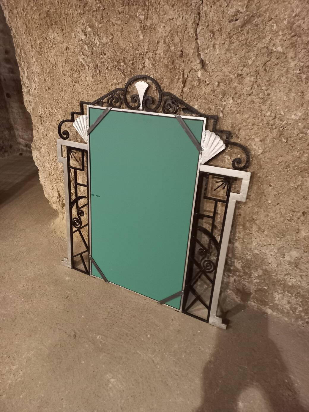 Art Deco trumeau mirror in steel