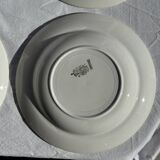 Set of 8 antique turquoise deep plates with a gold rim D22.5