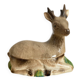 Zoomorphic terrine in ceramic, deer, Michel Caugant
