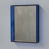 Blue Coloured and Mirrored Glass Wall Mirror, Italy, 1960s
