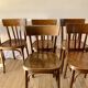 ensemble de 6 chaises bistrot en bois courbé années 50