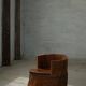 Primitive stump seat in pine, hand-carved, modern Swedish, Wabi Sabi, 1900s.