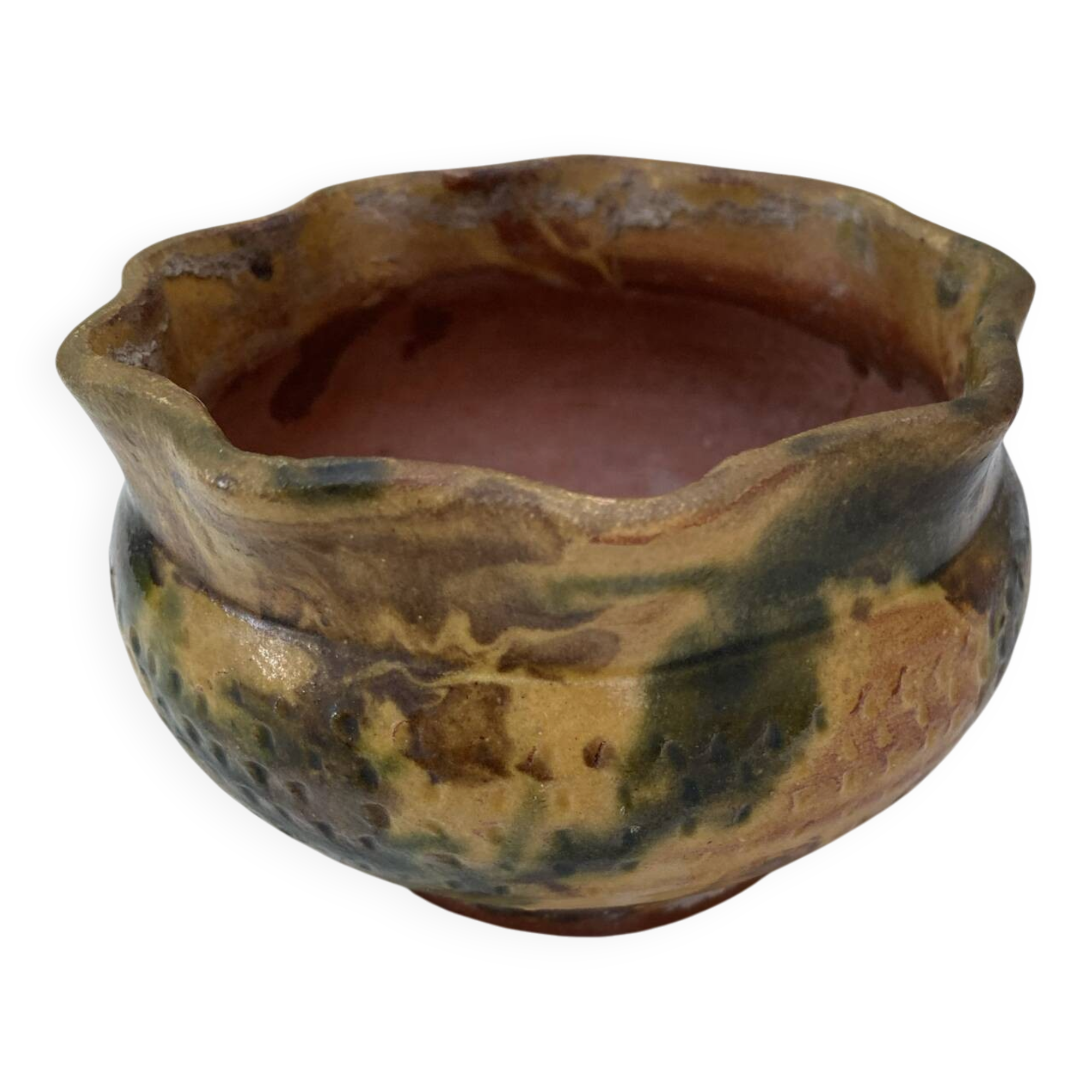 Mini vintage speckled ceramic cache-pot