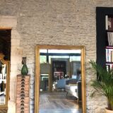 Mirror period 19th gilded with gold leaf 158.5cm / 113cm mercury ice pricked, parquet on the back.