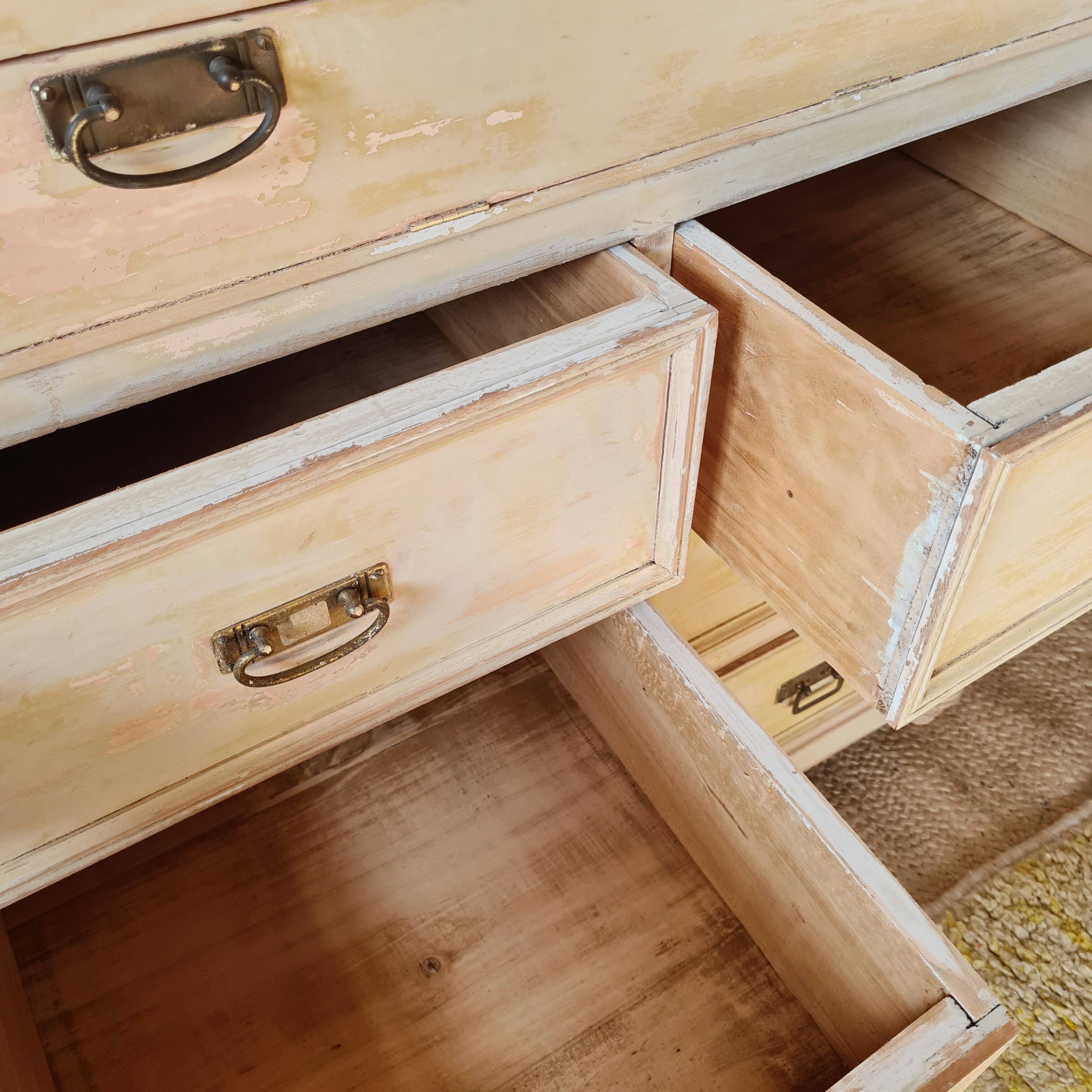 Craft furniture haberdashery - tall patinated chest of drawers - XXL chest of drawers