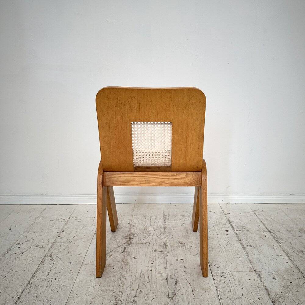 Mid-Century Italian Dining Chair in Ash and Cane by Gigi Sabadin for Stilwood, 1972