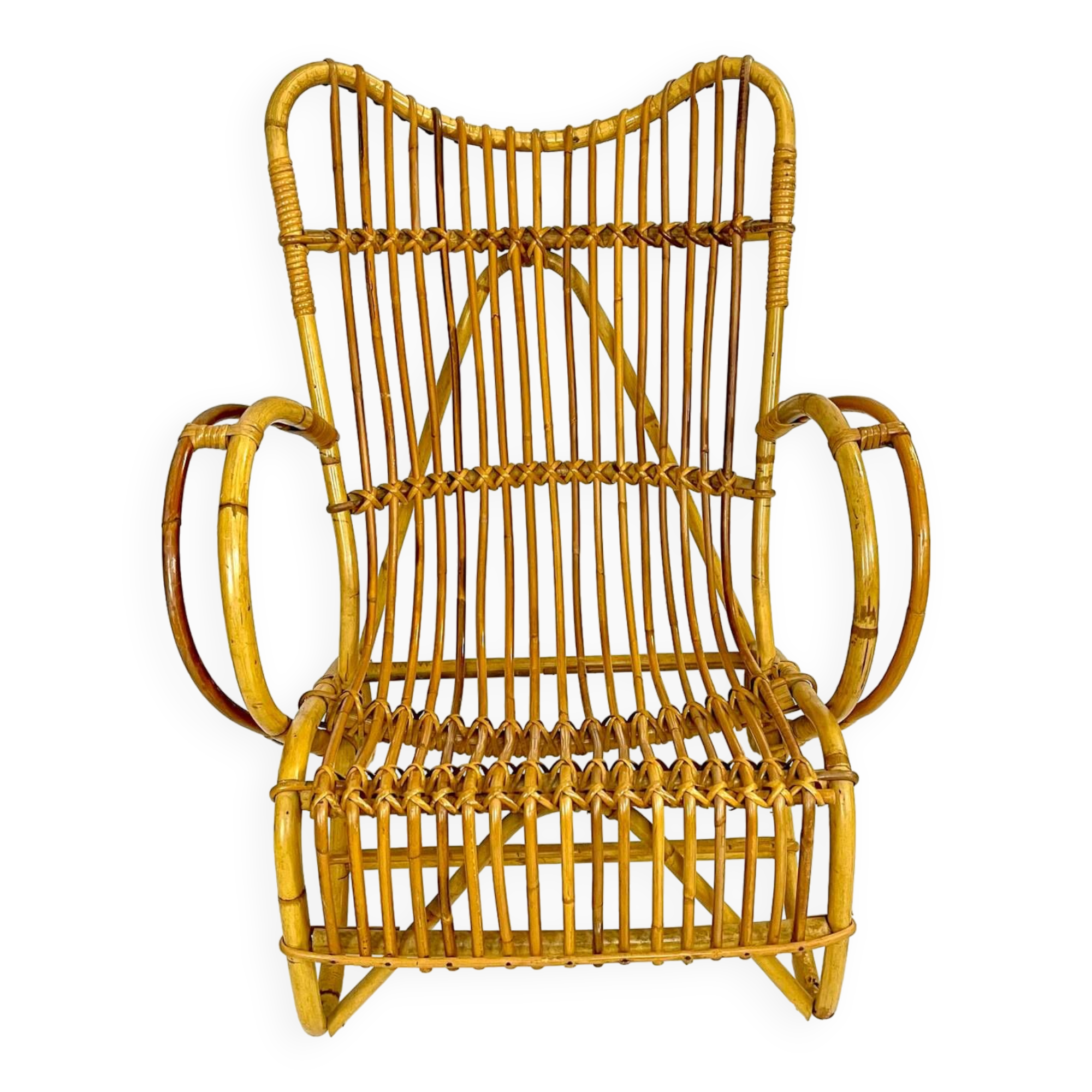 Fauteuil en rotin vintage Marlène