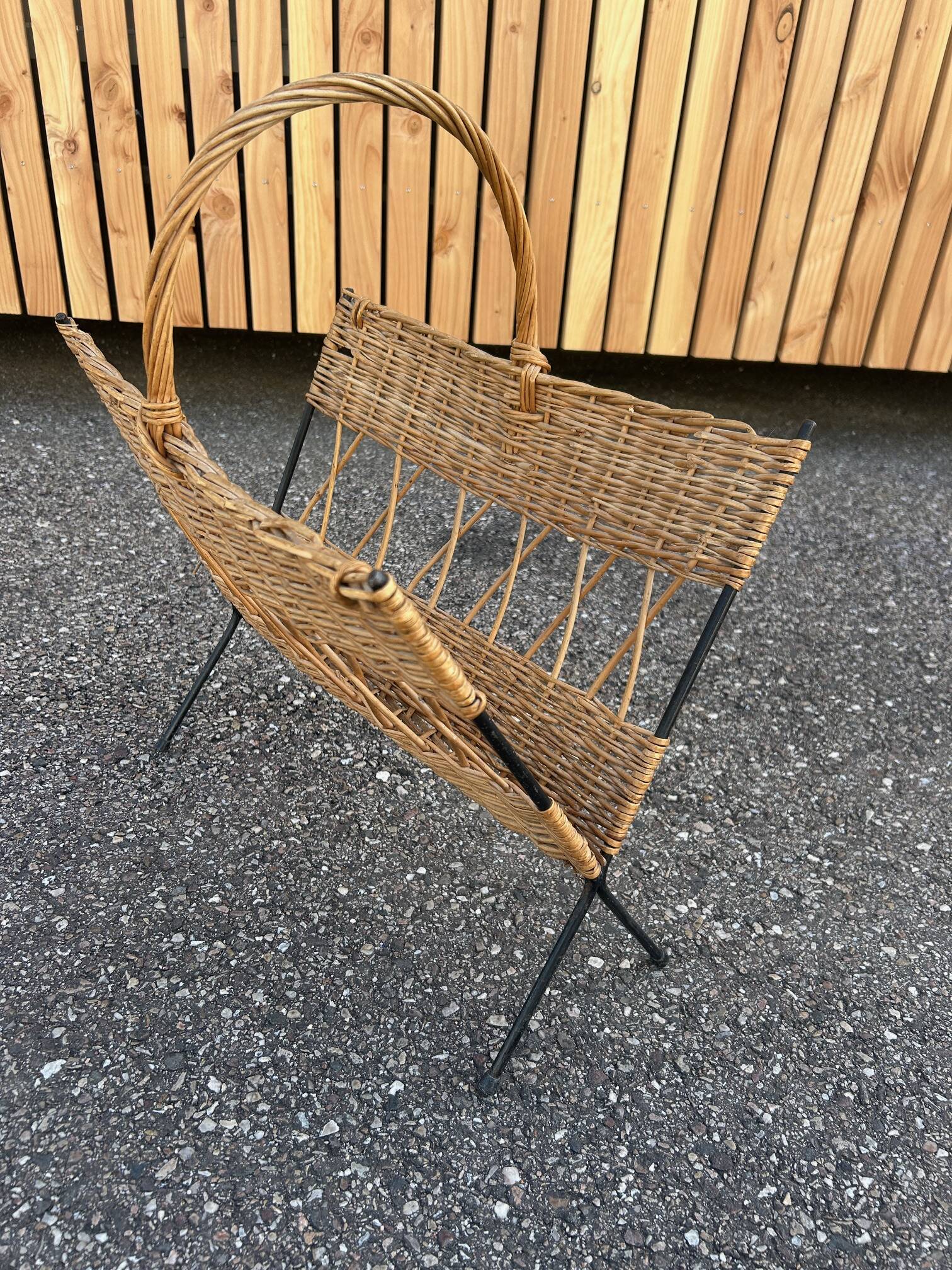 metal and rattan magazine rack