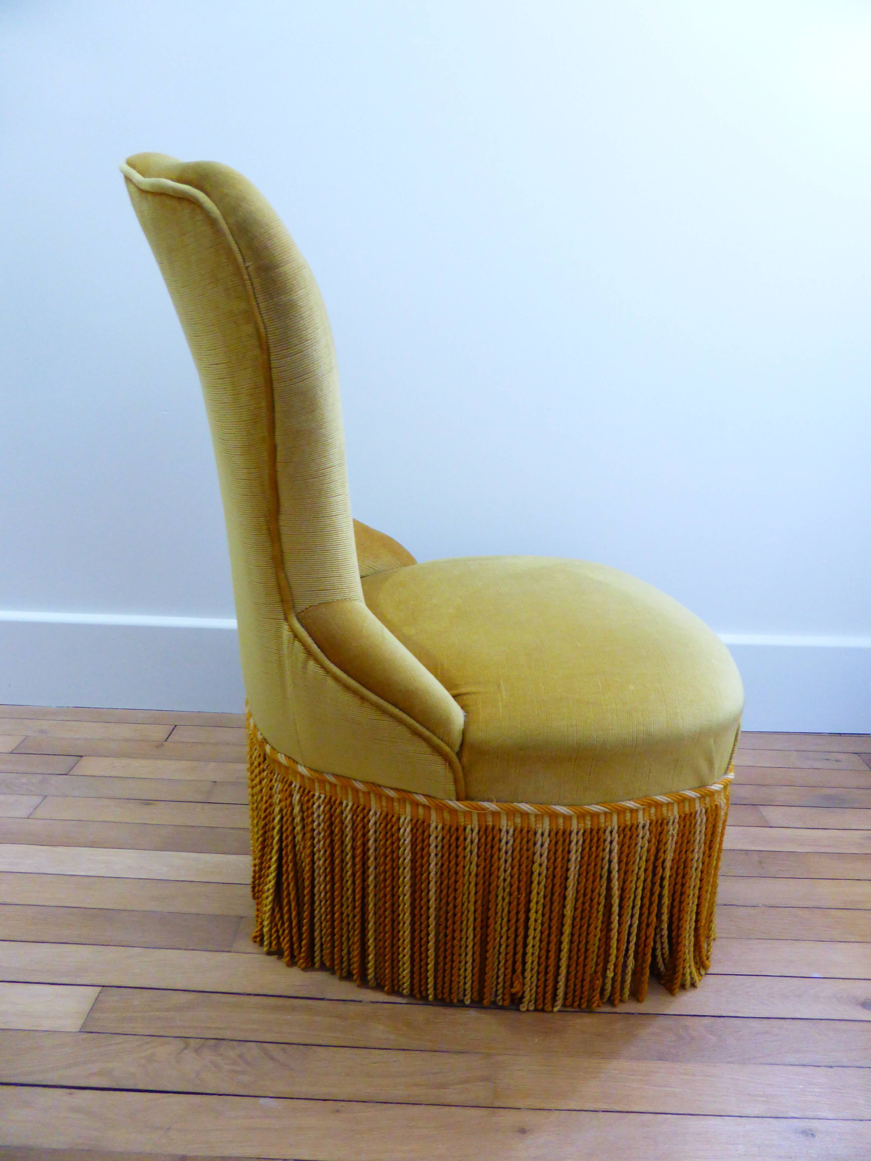 Mustard velvet toad armchair