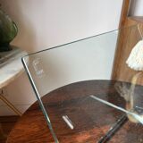 Post-modern Italian magazine rack FIAM glass and metal