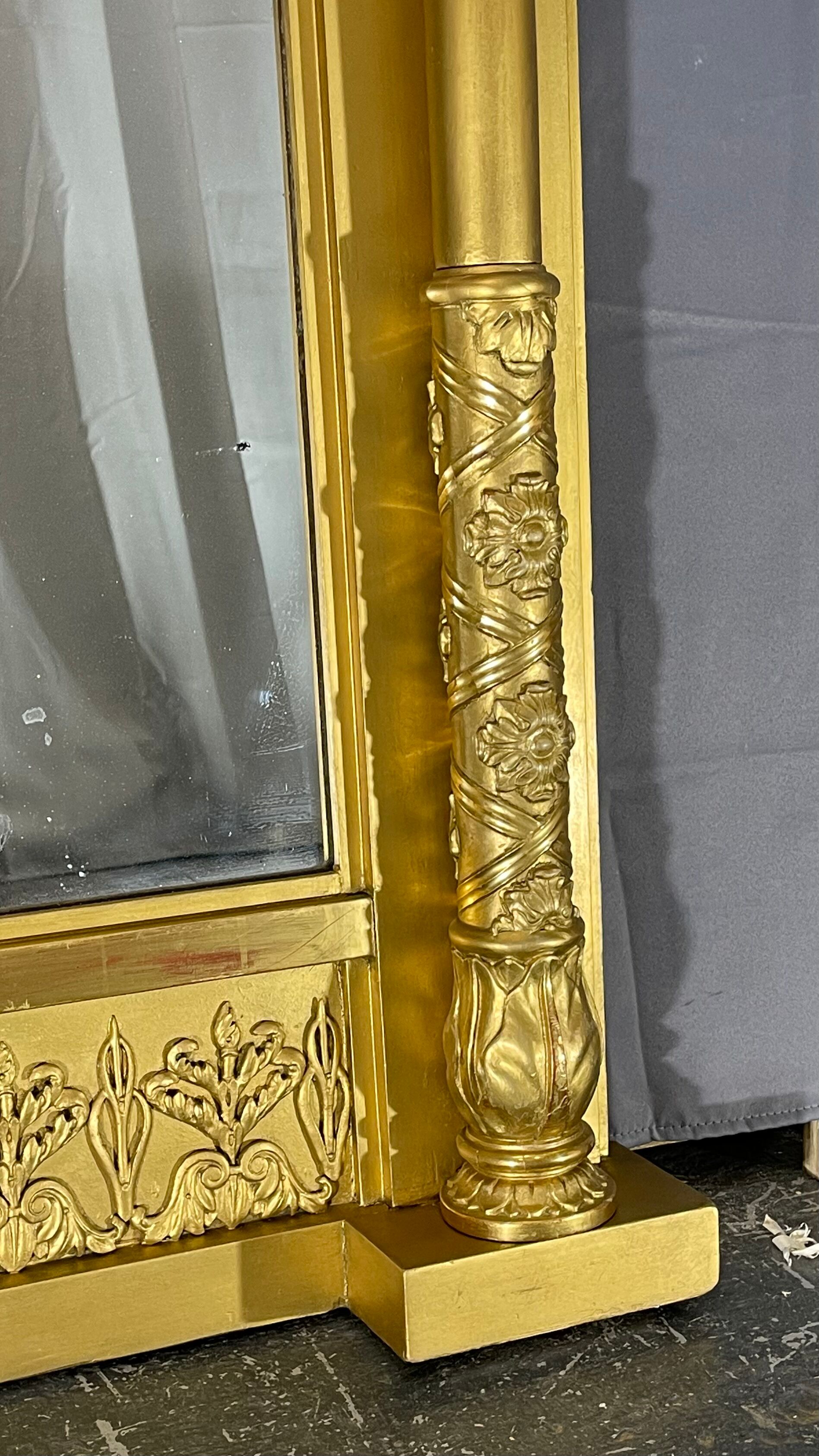 Mirror 212x101 cm empire era early nineteenth, gilding with gold leaf very good condition