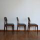 Series of 3 Scandinavian teak and skai chairs