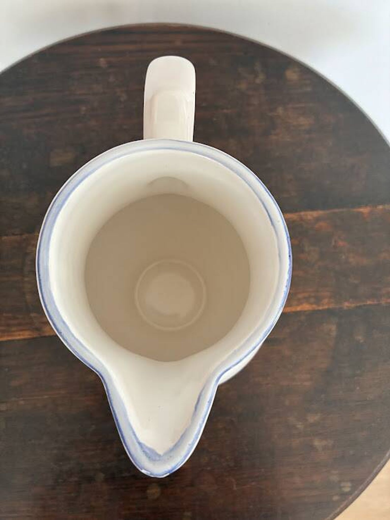 White pitcher with blue trim - Niderviller France