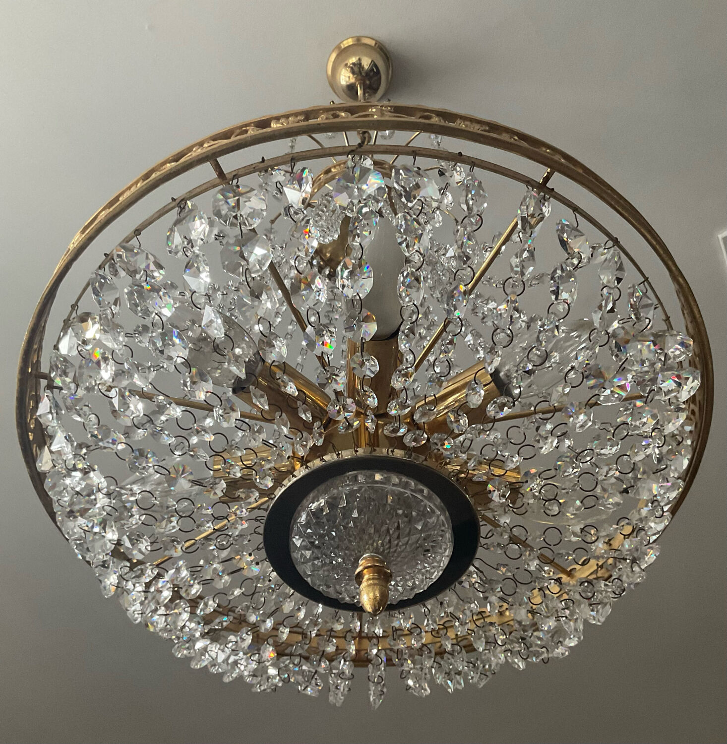 Bronze hot air balloon chandelier and crystal tassels